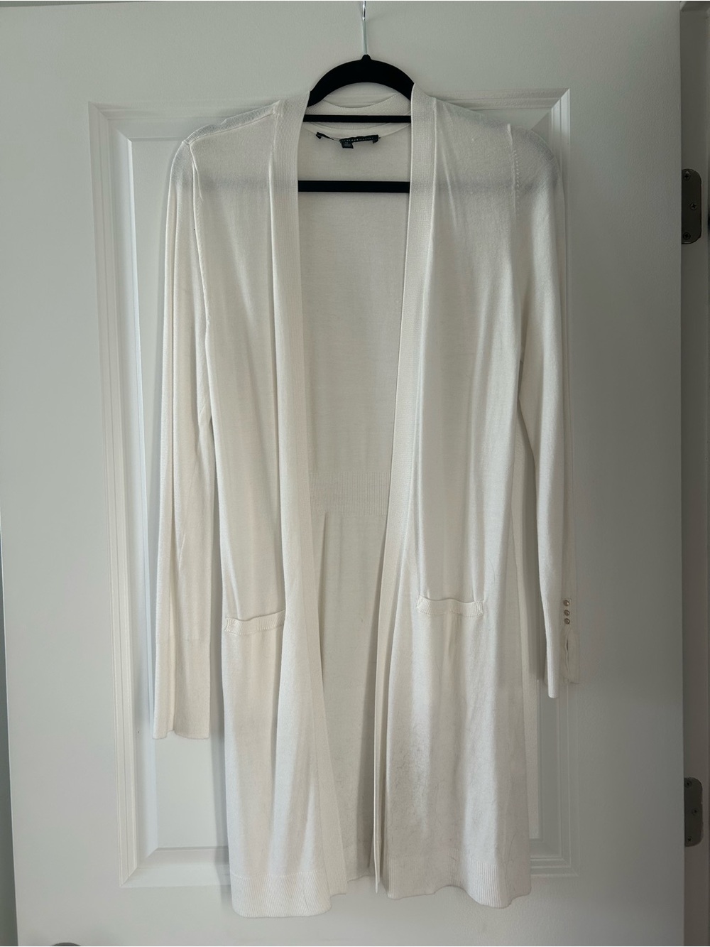 White House Black Market Cream Open-Front Long Cardigan